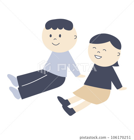 男人和女人坐在地上的插圖 106170251