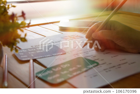 English grammar test on table in class English grammar test on table in class 106170396