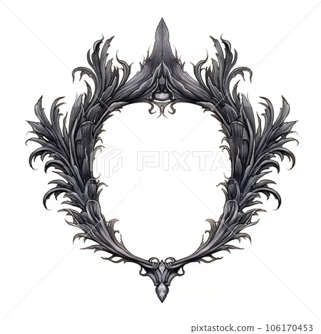halloween illustration. Antique gothic mirror frame on a white background. frame with empty space for your text here halloween illustration. Antique gothic mirror frame on a white background. frame with empty space for your text here 106170453