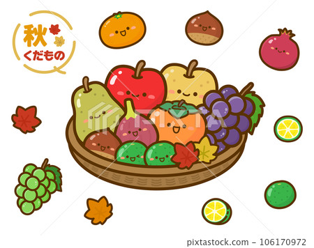 籃子裡各種各樣的秋天水果的插圖 106170972