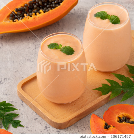 papaya fruit juice milk milkshake summer papaya smoothie パパイヤ パパイア 106171497