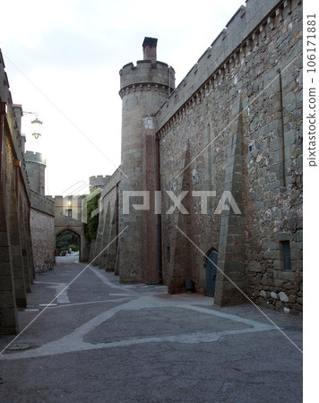 The old fortress walls, a warm summer evening. The concept of historical, pilgrimage and photo tourism. The old fortress walls, a warm summer evening. The concept of historical, pilgrimage and photo tourism. 106171881