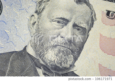 close-up portrait on a fifty dollar bill 106171971