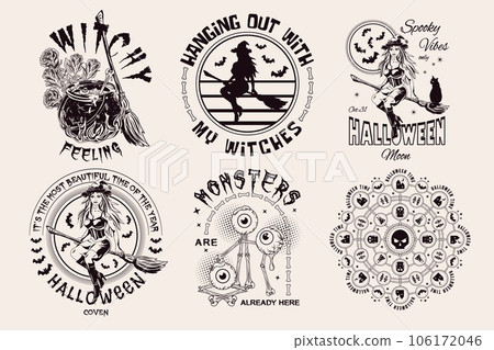 Set of vintage labels with Halloween symbols Set of vintage labels with Halloween symbols 106172046