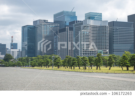Imperial palace garden with high building skyscrapers background in Tokyo Japan Imperial palace garden with high building skyscrapers background in Tokyo Japan 106172263
