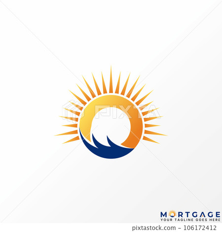 Logo design graphic concept creative abstract premium vector stock letter initial O font with sunrise big waves. Related happy morning vacation beach Logo design graphic concept creative abstract premium vector stock letter initial O font with sunrise big waves. Related happy morning vacation beach 106172412