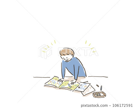 讀圖畫書的小男孩 106172591