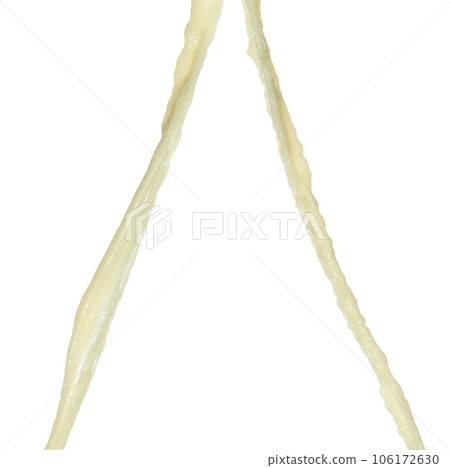 Tofu Soybean soymilk pour fall down in line shape form. Soybean milk from tofu spill splash in droplet as paint color. White background isolated high speed shutter freeze motion Tofu Soybean soymilk pour fall down in line shape form. Soybean milk from tofu spill splash in droplet as paint color. White background isolated high speed shutter freeze motion 106172630