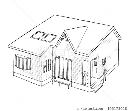 可愛的一層房子（天窗和完全打開的窗框） 106173028