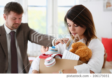 Angry yelling boss point arm to exit dismissing sad Angry yelling boss point arm to exit dismissing sad 106173031