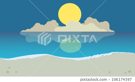 月亮和大海的夜晚背景插畫 106174397