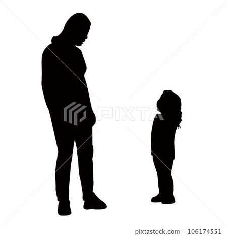 woman and girl making chat, silhouette vector 106174551