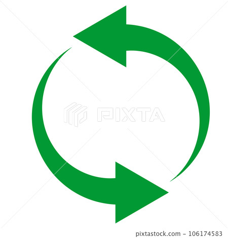 Two green arrows curving in circles (also for reuse, reuse, recycle, etc.) 106174583