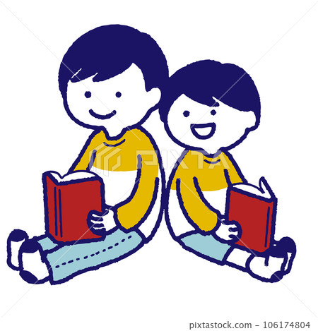 男孩兄弟一起看書 106174804