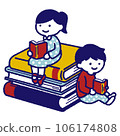 Illustration of a child reading a book 106174808