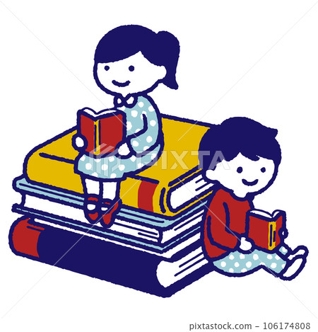 一個孩子讀一本書的插圖 一個孩子讀一本書的插圖 106174808