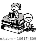 Illustration of a child reading a book 106174809