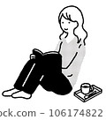 Young woman relaxing and reading a magazine 106174822
