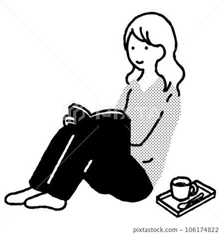 Young woman relaxing and reading a magazine Young woman relaxing and reading a magazine 106174822