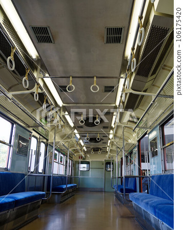 Inside a train with a fan on the JR Osaka Loop Line Inside a train with a fan on the JR Osaka Loop Line 106175420