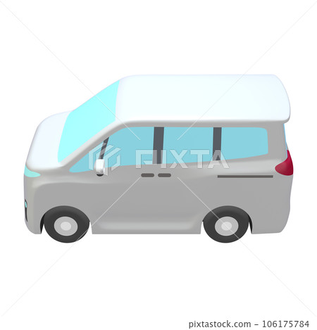 Car illustration material deformed minivan white (1_h) 106175784