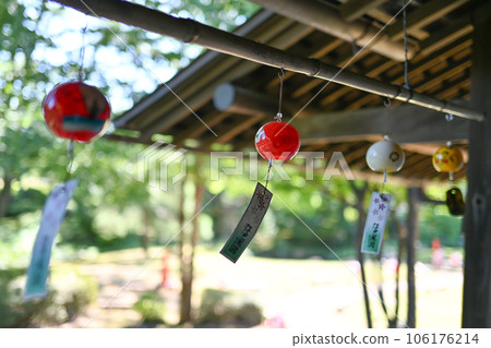 Scenery with wind chimes at the eaves of a traditional Japanese house Scenery with wind chimes at the eaves of a traditional Japanese house 106176214