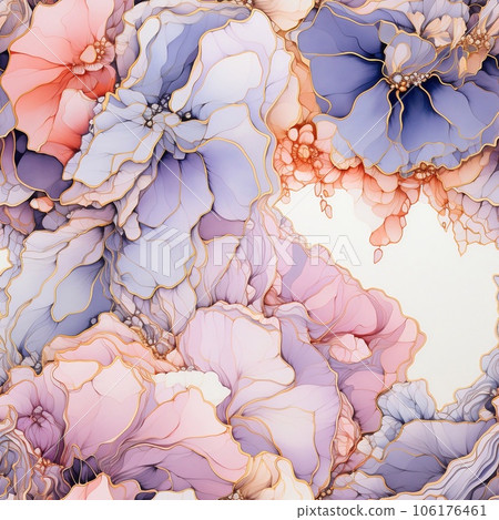 Abstract painterly background mixing liquid liquid colors, soft shades of different colors. AI generation 106176461