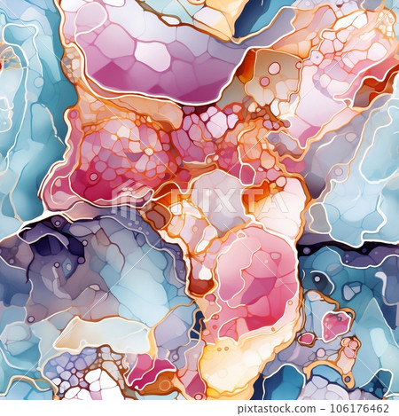 Beautiful abstract soft colored wavy background with mixed pastel colors. Swirls like marble texture. modern art background. Generative AI. 106176462