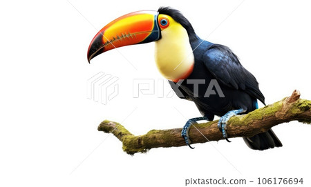 Vibrant toucan photo realistic illustration - Generative AI. 106176694