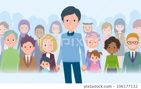 一群爸爸站在人群面前 106177132
