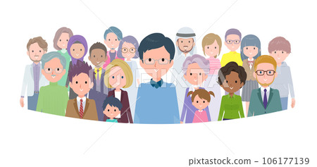 A set of dads standing in front of a crowd A set of dads standing in front of a crowd 106177139