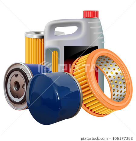 Vector Oil Filters Concept with Oil Flask Vector Oil Filters Concept with Oil Flask 106177398