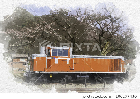 Watercolor-style Wakasa Station DD16 diesel locomotive Wakasa-cho, Yazu-gun, Tottori Prefecture Watercolor-style Wakasa Station DD16 diesel locomotive Wakasa-cho, Yazu-gun, Tottori Prefecture 106177430