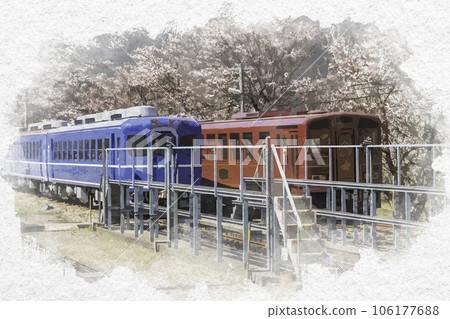 Watercolor-style Wakasa Station car Wakasa-cho, Yazu-gun, Tottori Prefecture Watercolor-style Wakasa Station car Wakasa-cho, Yazu-gun, Tottori Prefecture 106177688