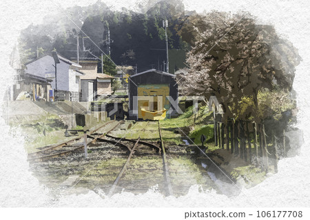 Watercolor-style Wakasa Station snow removal attachment Wakasa-cho, Yazu-gun, Tottori Prefecture 106177708