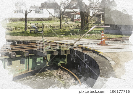 Watercolor-style Wakasa Station turntable, Wakasa-cho, Yazu-gun, Tottori Prefecture Watercolor-style Wakasa Station turntable, Wakasa-cho, Yazu-gun, Tottori Prefecture 106177716