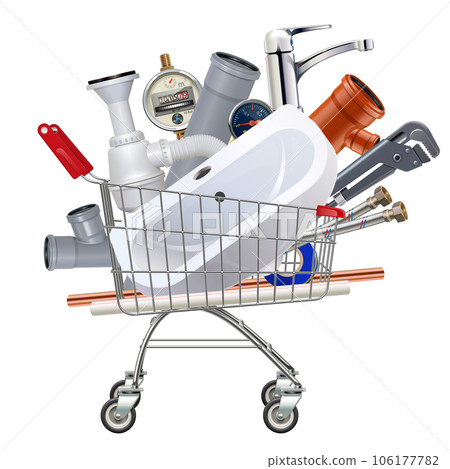Vector Supermarket Trolley with Sanitary Engineering 106177782