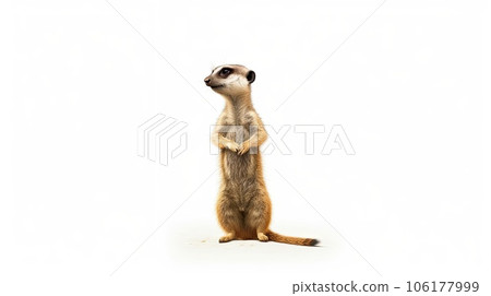 Curious meerkat photo realistic illustration - Generative AI. 106177999