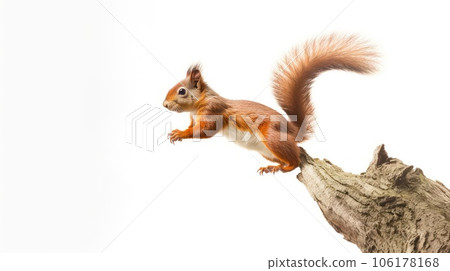 Red squirrel photo realistic illustration - Generative AI. 106178168