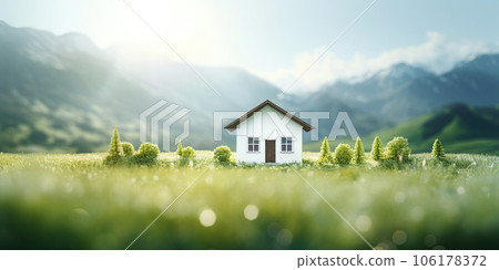 Concept of dream house with landscape. Concept of dream house with landscape. 106178372