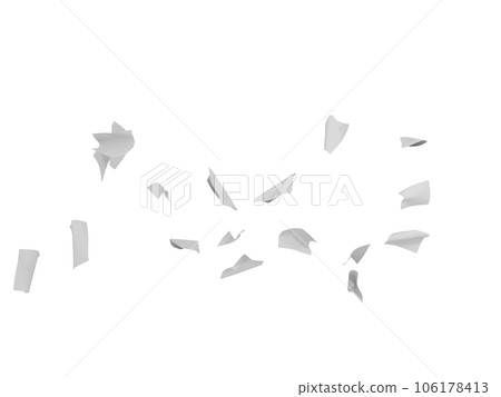 Isolated 3d rendering of a flying paper sheets 106178413