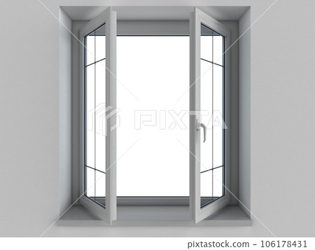 Isolated 3d rendering of a modern window for home 106178431