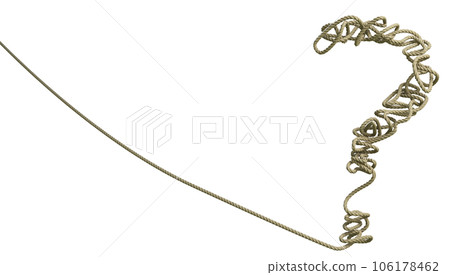 Isolated 3d rendering of a rope with question mark Isolated 3d rendering of a rope with question mark 106178462