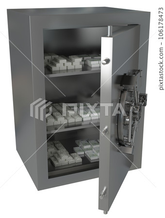 Isolated 3d rendering of a secure strongbox to protect bank money Isolated 3d rendering of a secure strongbox to protect bank money 106178473