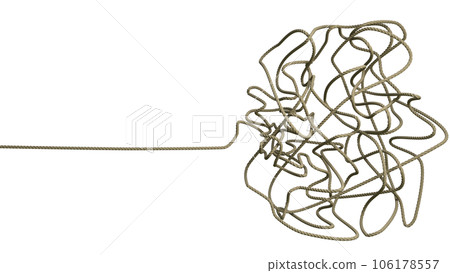 Isolated 3d rendering of a rope ending with confusion 106178557