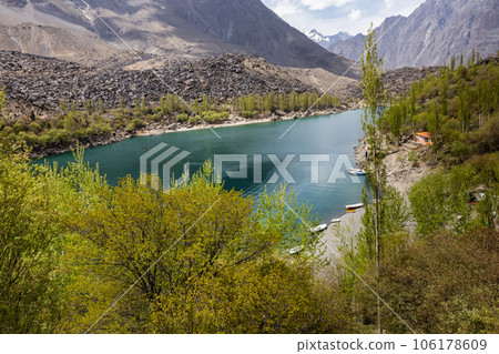 Beautiful view at Borith Lake Near Passu Glacier in Gilgit-Baltistan, Pakistan Beautiful view at Borith Lake Near Passu Glacier in Gilgit-Baltistan, Pakistan 106178609