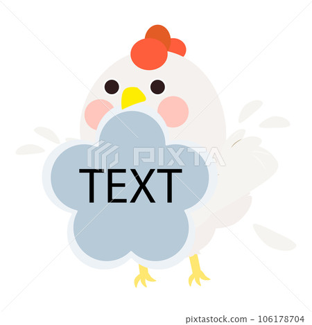 Cute little white chick bite with text memo note, trying to fly with wing raise. Isolated on white background, EPS10 vector Cute little white chick bite with text memo note, trying to fly with wing raise. Isolated on white background, EPS10 vector 106178704