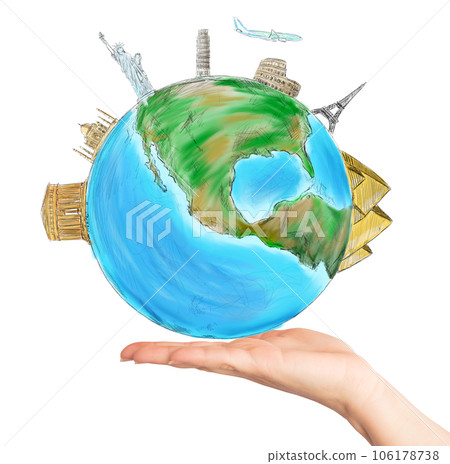 Sketch of the world with some of the principal monuments 106178738