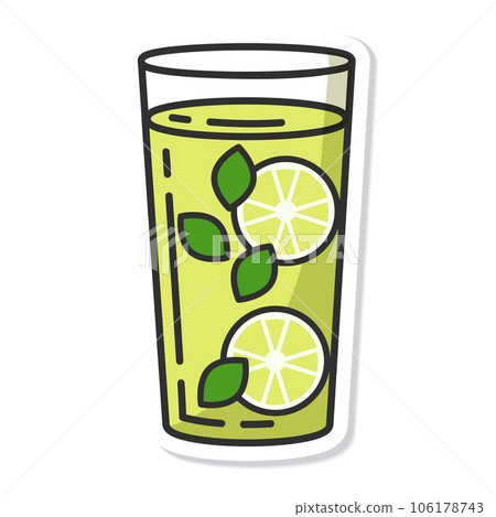 Sticker glass of mojito isolated vector 106178743