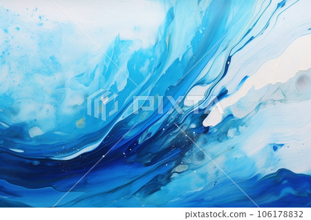 Blue streaks of oil paints on water background. Generative AI Blue streaks of oil paints on water background. Generative AI 106178832